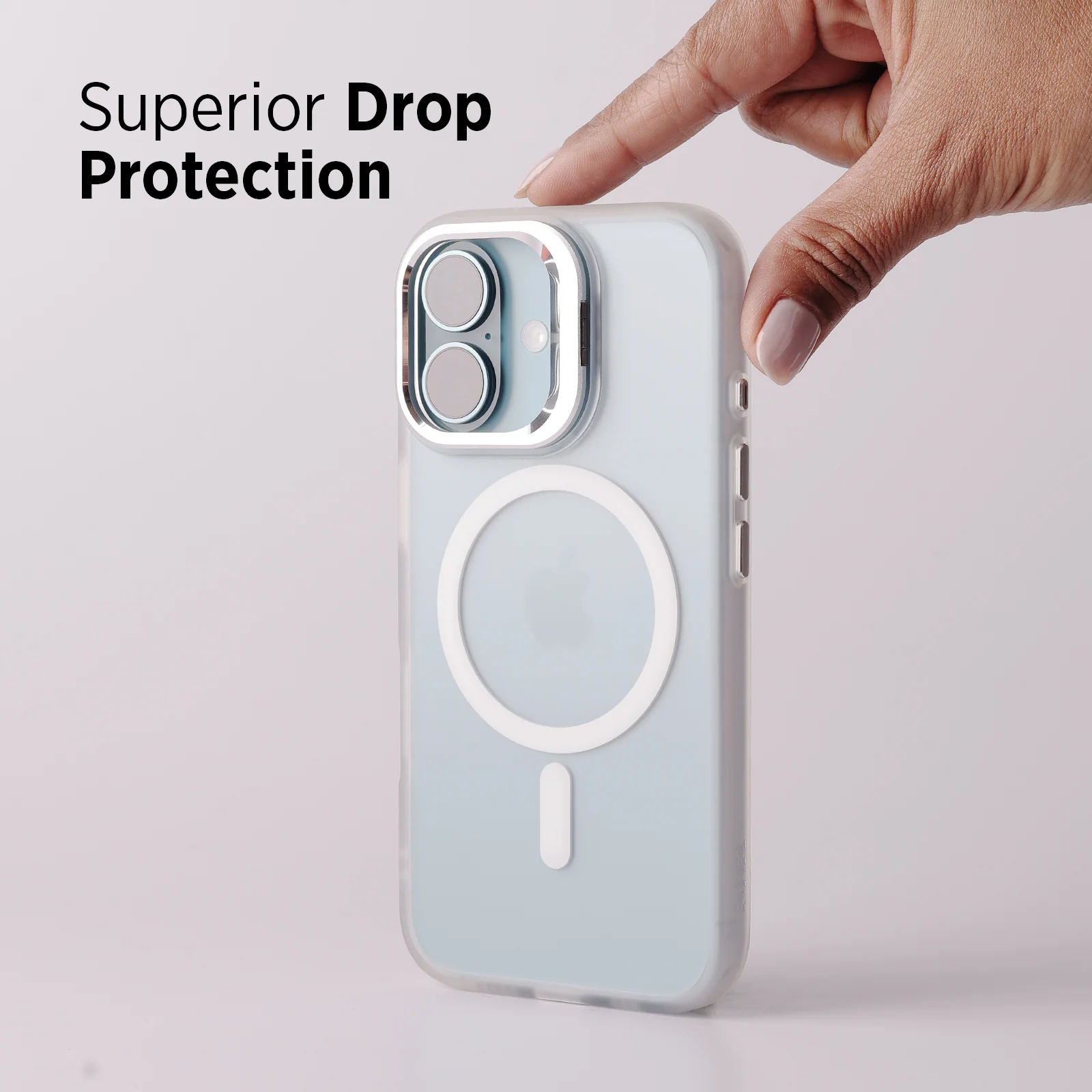 TEKNE CLEAR Case with Camera Stand for iPhone 16 | Slim, Transparent & Scratch-Resistant - White - Image 7