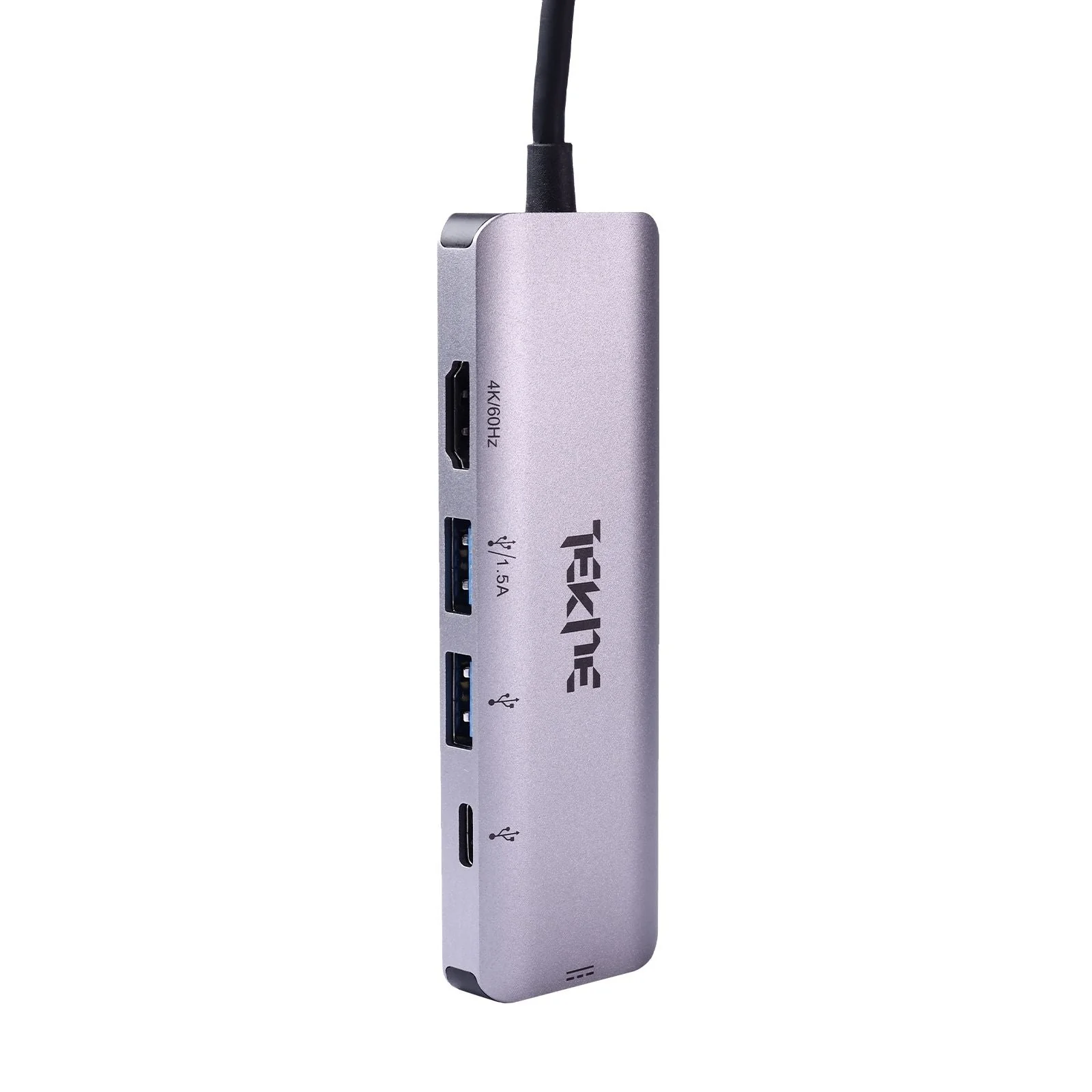 TEKNE Essential USB-C Hub | 8-in-1 Multiport Adapter | 100W Fast Charging & 4K HDMI - Silver - Image 3