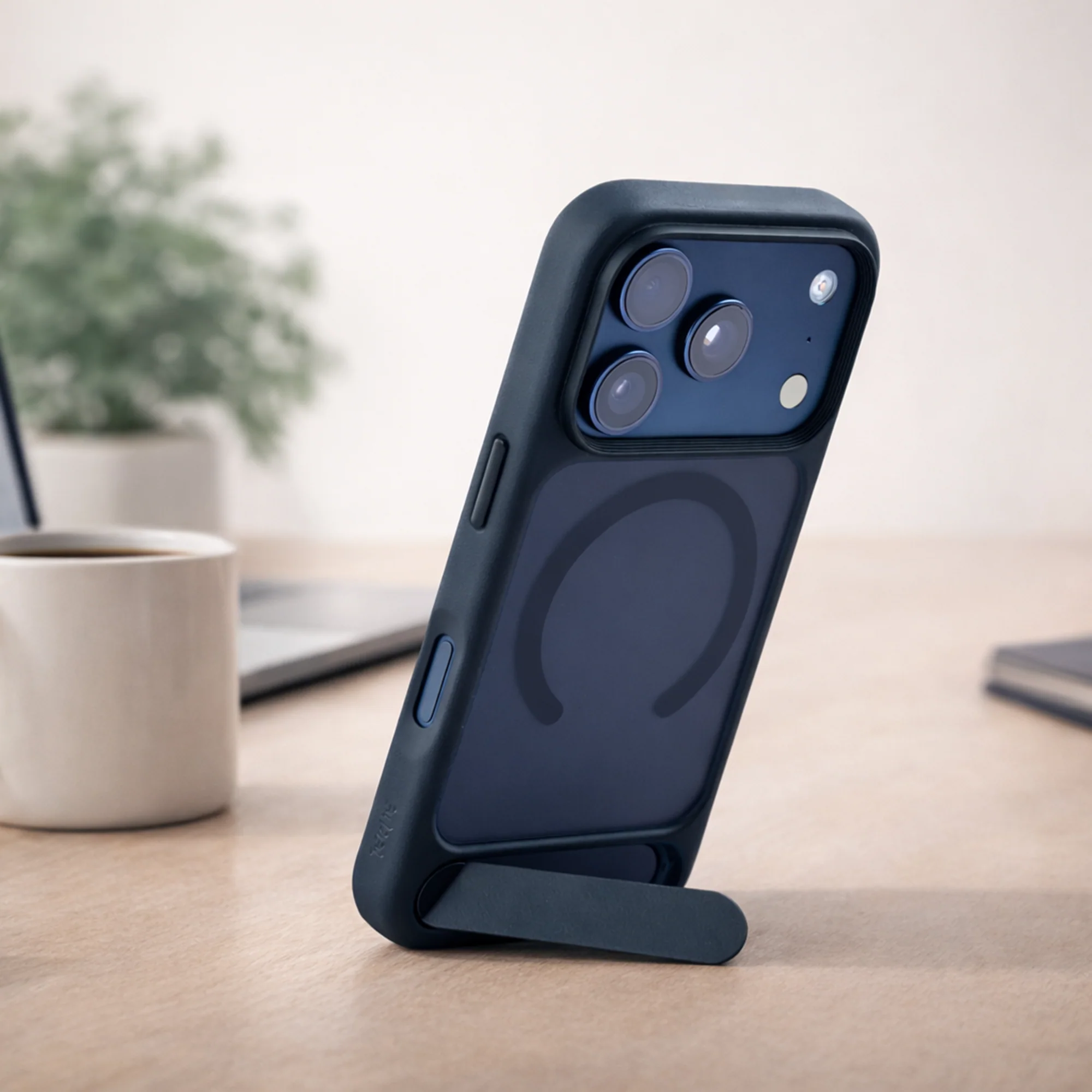 TEKNE Hybrid Frost Matte with stand Case for iPhone 17 Pro-Black - Image 6