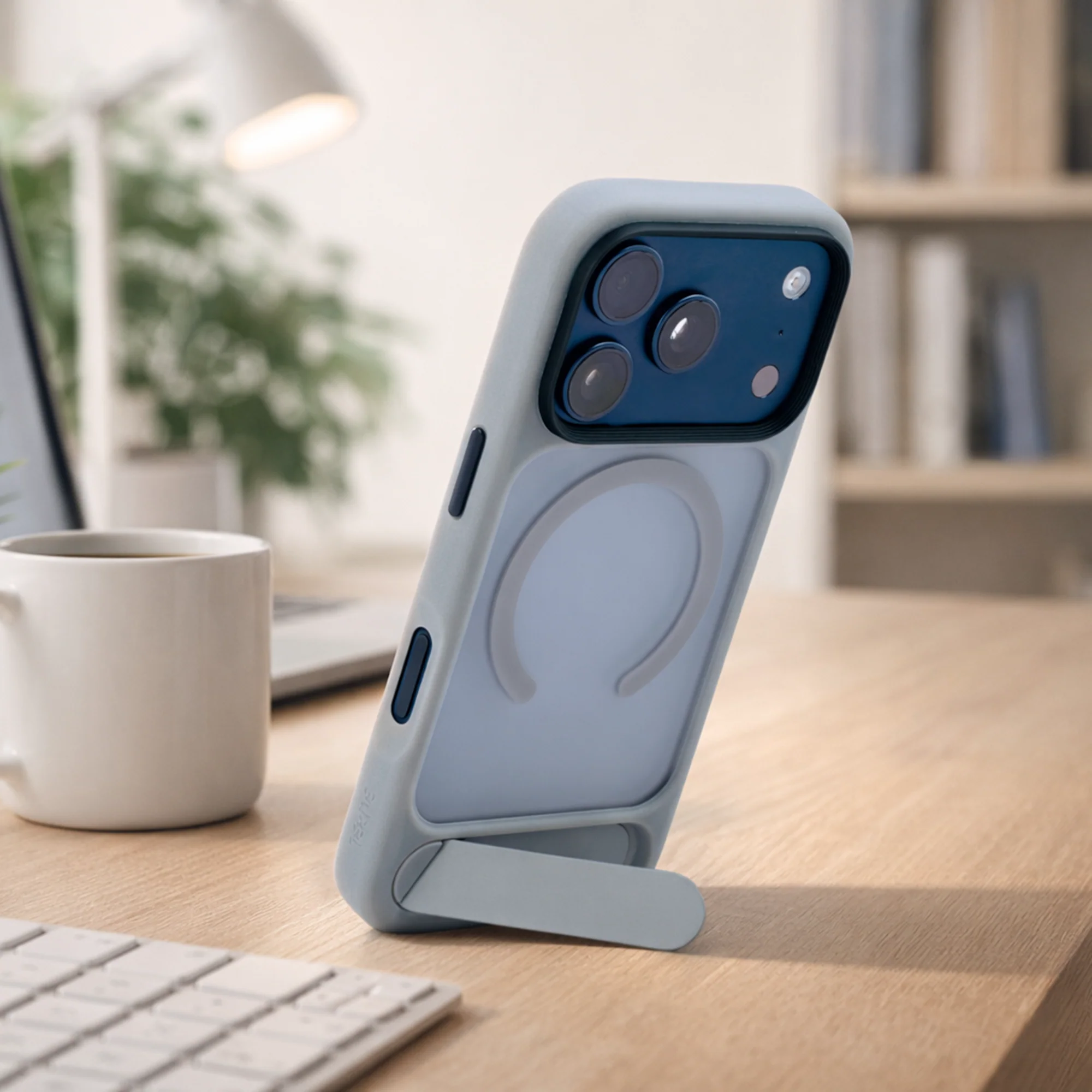 TEKNE Hybrid Frost Matte with stand Case for iPhone 17 Pro-Grey - Image 7