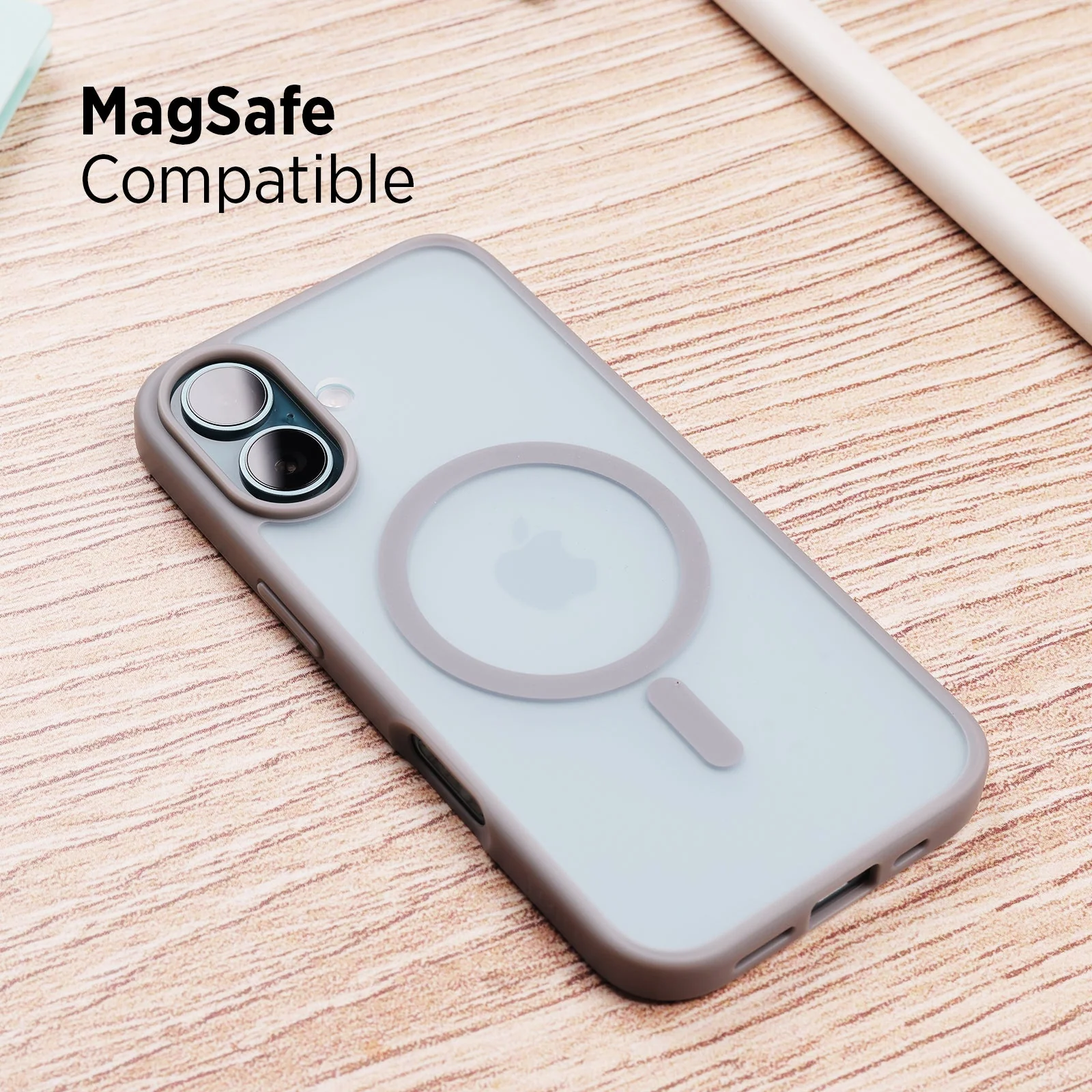 TEKNE Matt MagSafe Case for iPhone 16 | Matte Finish | MagSafe Compatible & Scratch-Resistant - Grey - Image 5