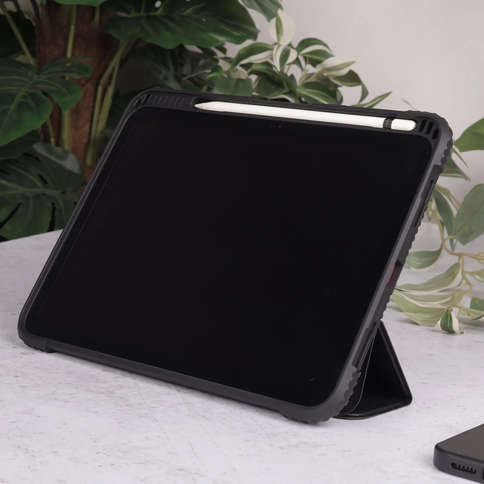 TEKNE Shockproof Vegan Leather Case for iPad 10th Gen 10.9 inch | Stand Function | Drop Protection - Black - Image 3