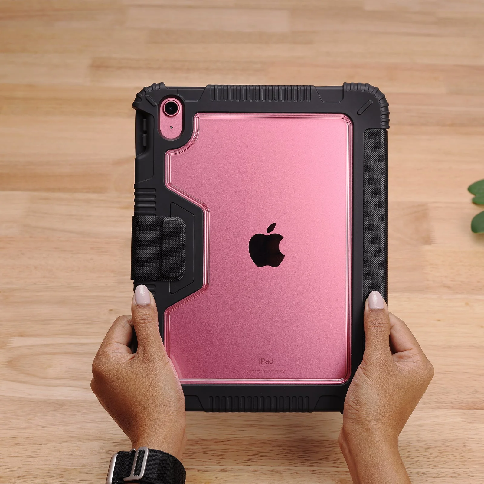 TEKNE Shockproof Vegan Leather Case for iPad 10th Gen 10.9 inch | Stand Function | Drop Protection - Black - Image 4