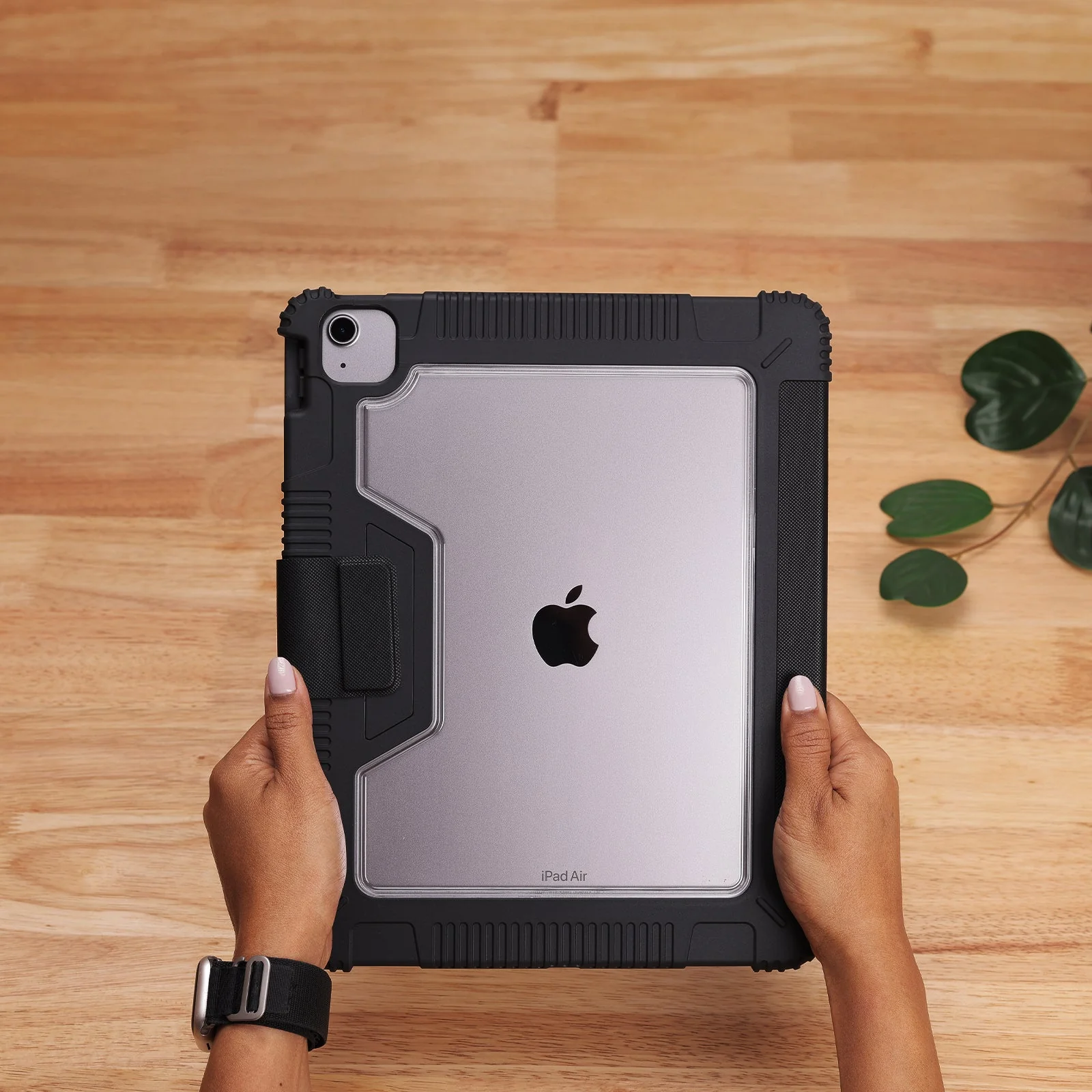 TEKNE Shockproof Vegan Leather Case for iPad Air 13 M2 | Stand Function | Drop Protection - Black - Image 9