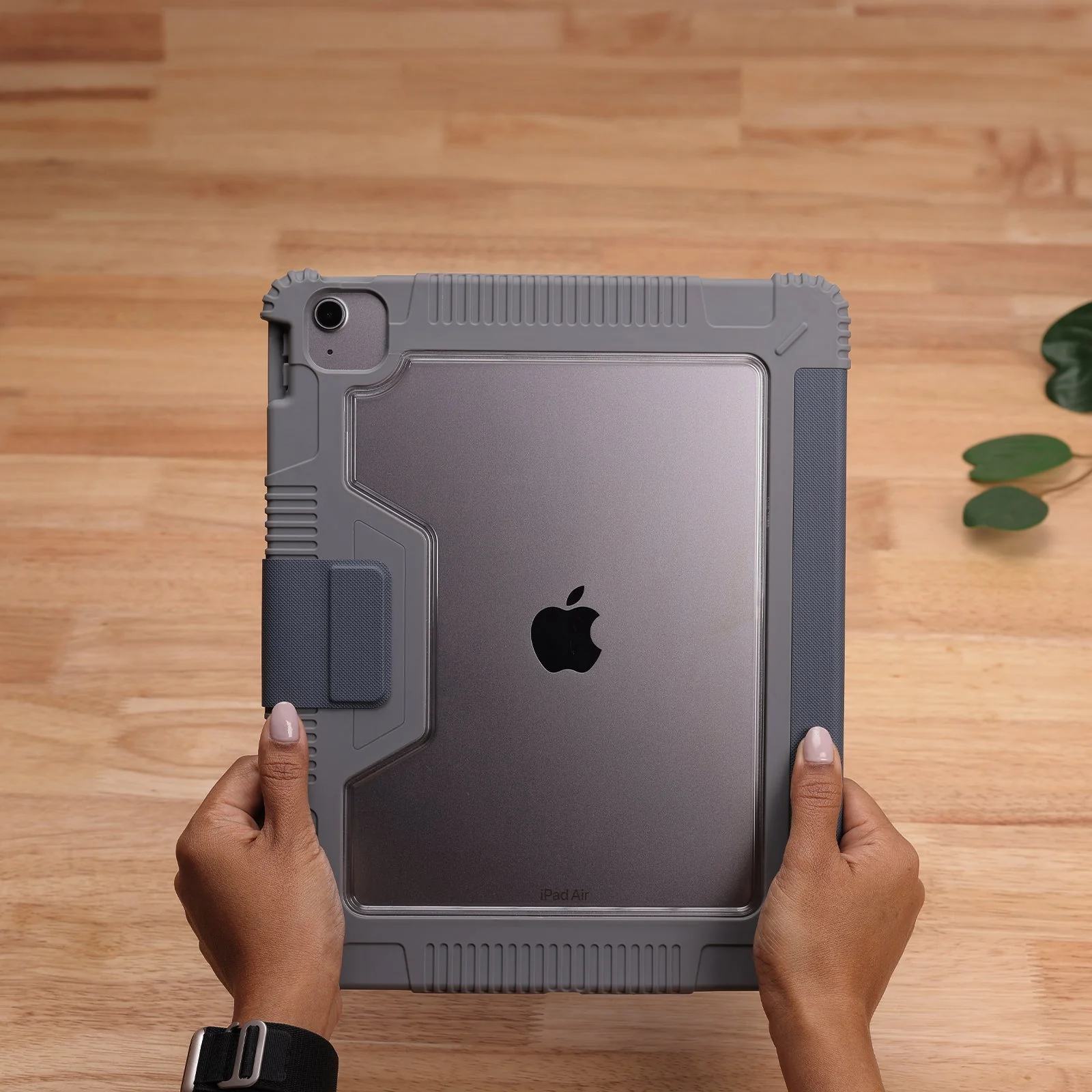 TEKNE Shockproof Vegan Leather Case for iPad Air 13 M2 | Stand Function | Drop Protection - Grey - Image 8