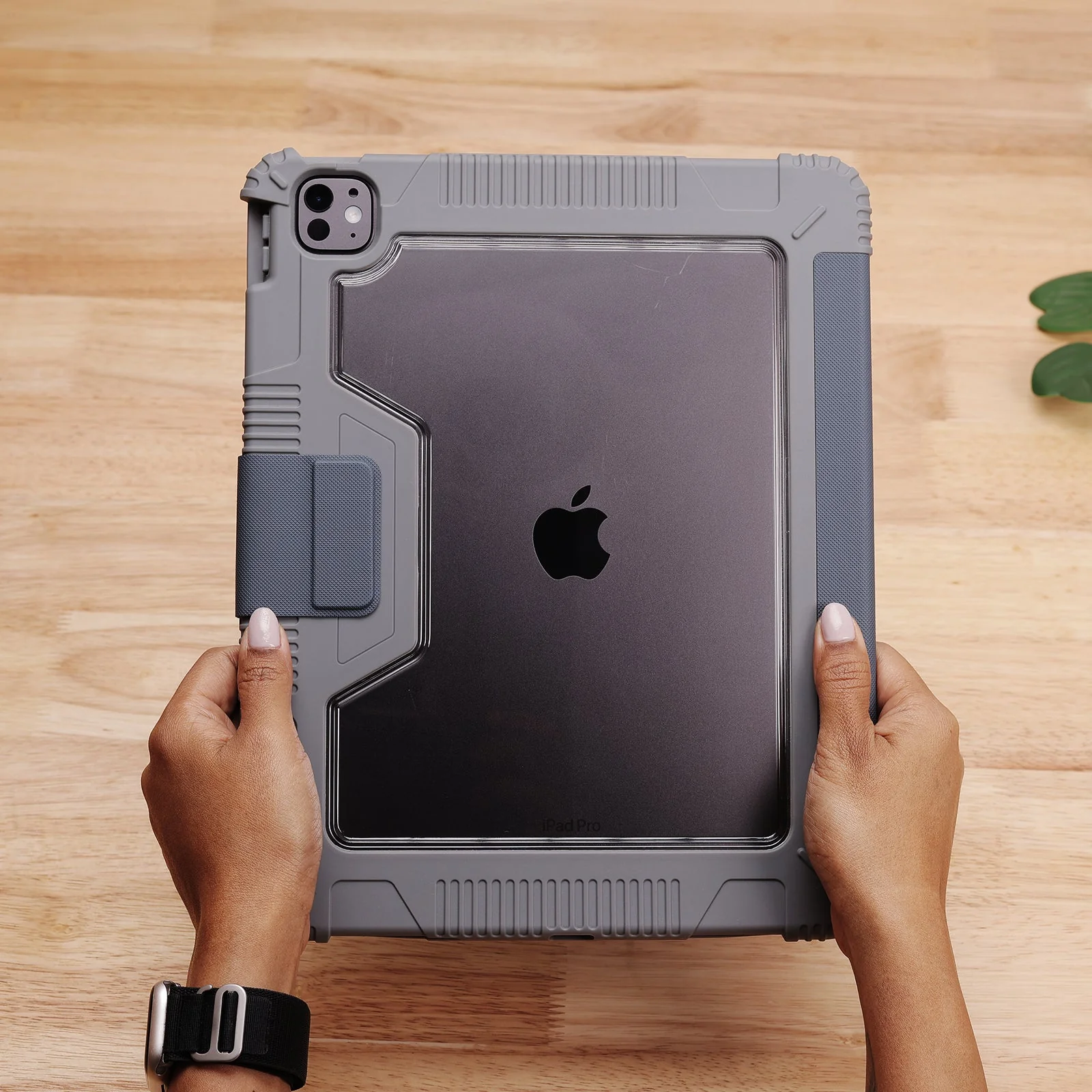 TEKNE Shockproof Vegan Leather Case for iPad Pro 13 M4 | Stand Function | Drop Protection - Grey - Image 6