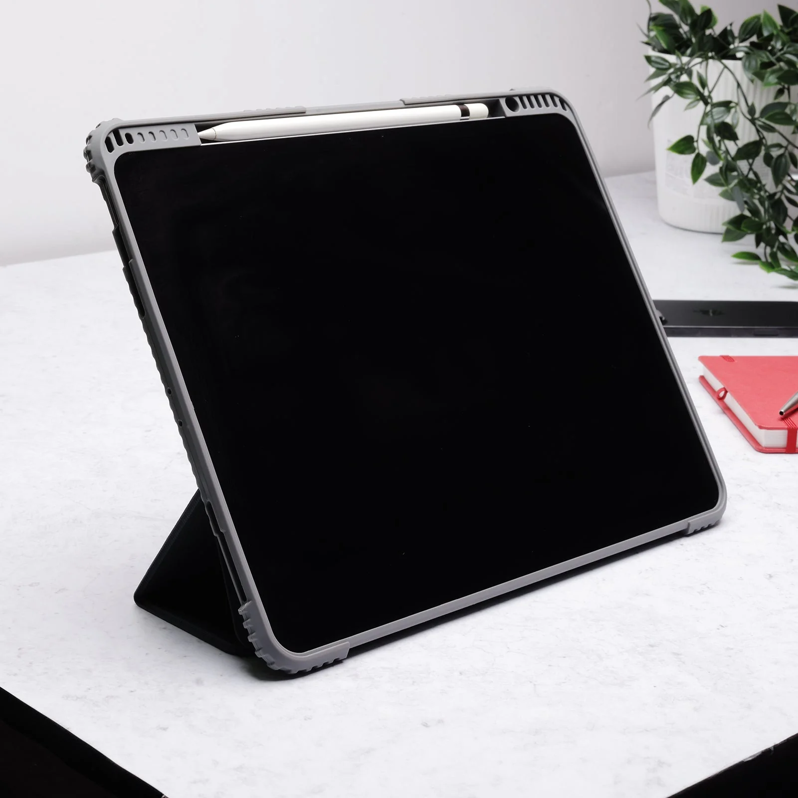 TEKNE Shockproof Vegan Leather Case for iPad Pro 13 M4 | Stand Function | Drop Protection - Grey - Image 7