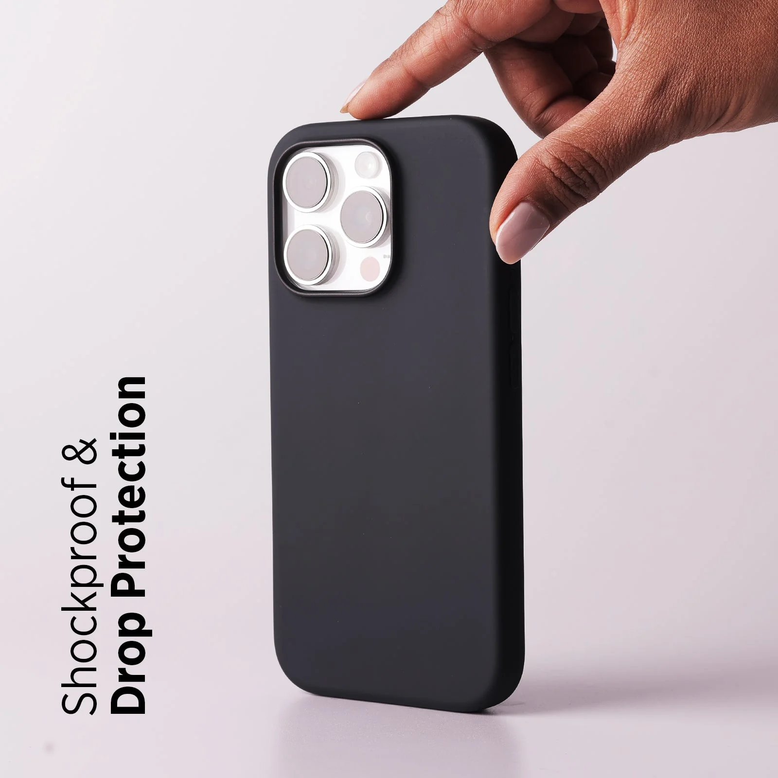 TEKNE Silicone Case for iPhone 16 Pro | Soft-Touch Grip | Shockproof & Wireless Charging Compatible - Black - Image 6