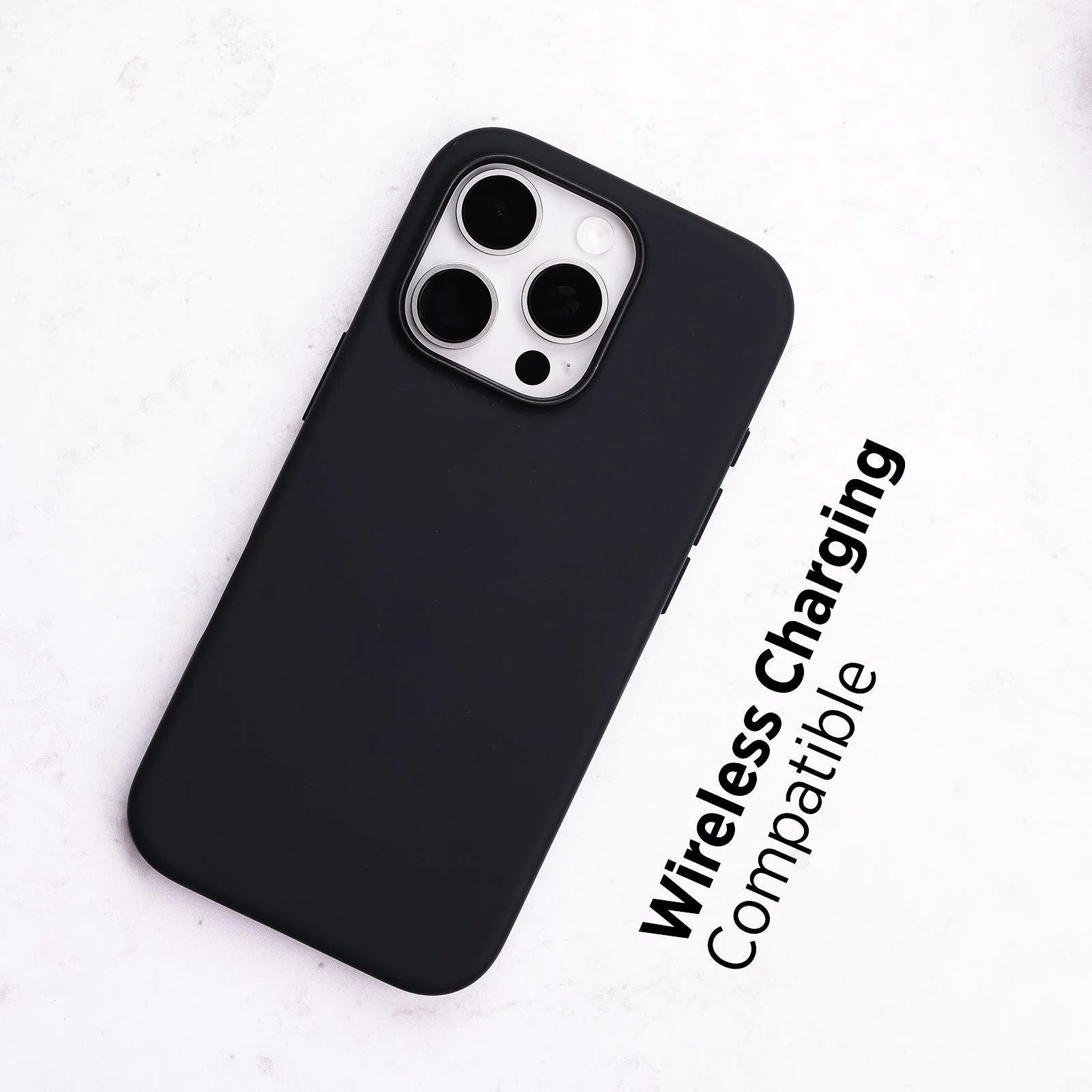 TEKNE Silicone Case for iPhone 16 Pro | Soft-Touch Grip | Shockproof & Wireless Charging Compatible - Black - Image 7