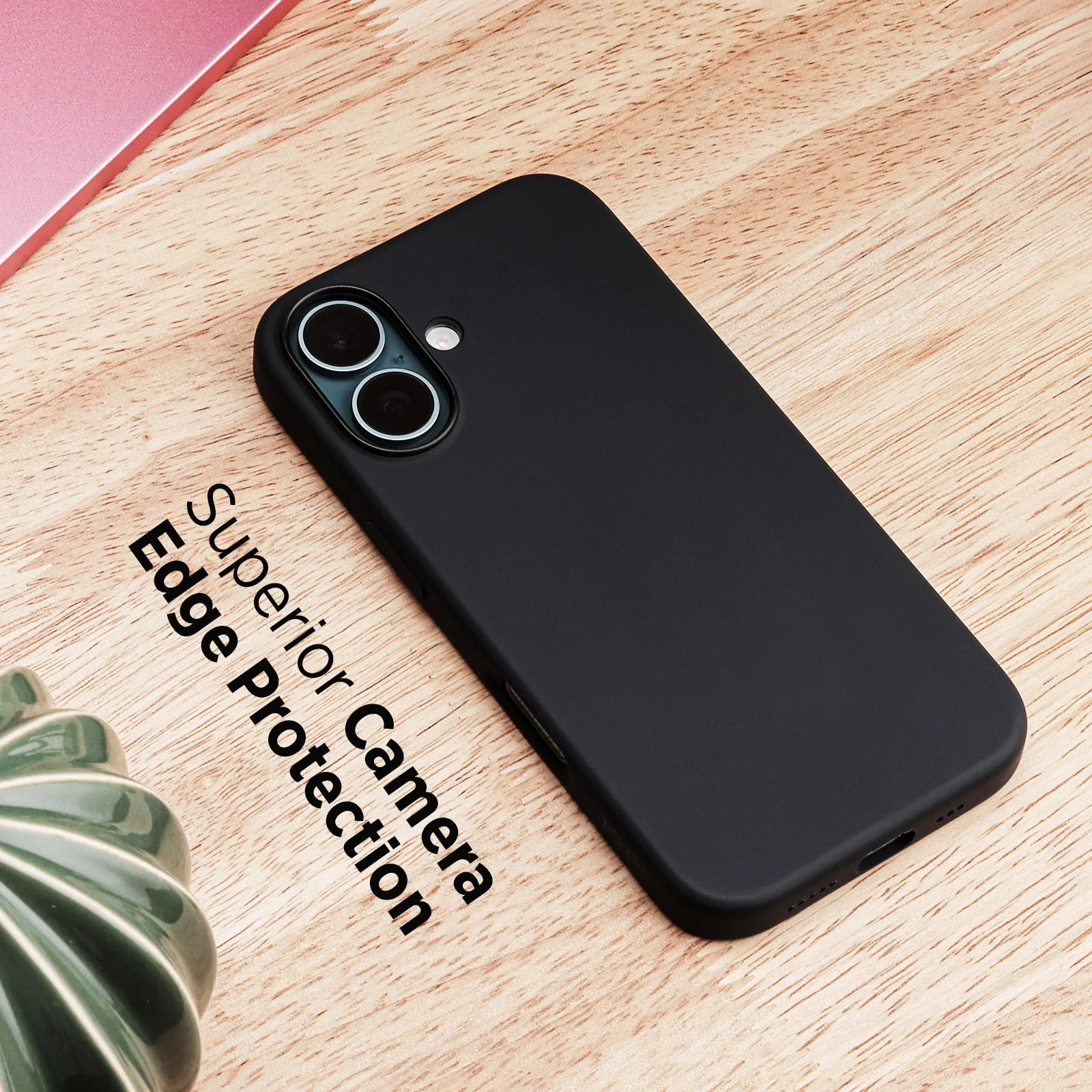 TEKNE Silicone Case for iPhone 16 | Soft-Touch Grip | Shockproof & Wireless Charging Compatible - Black - Image 6