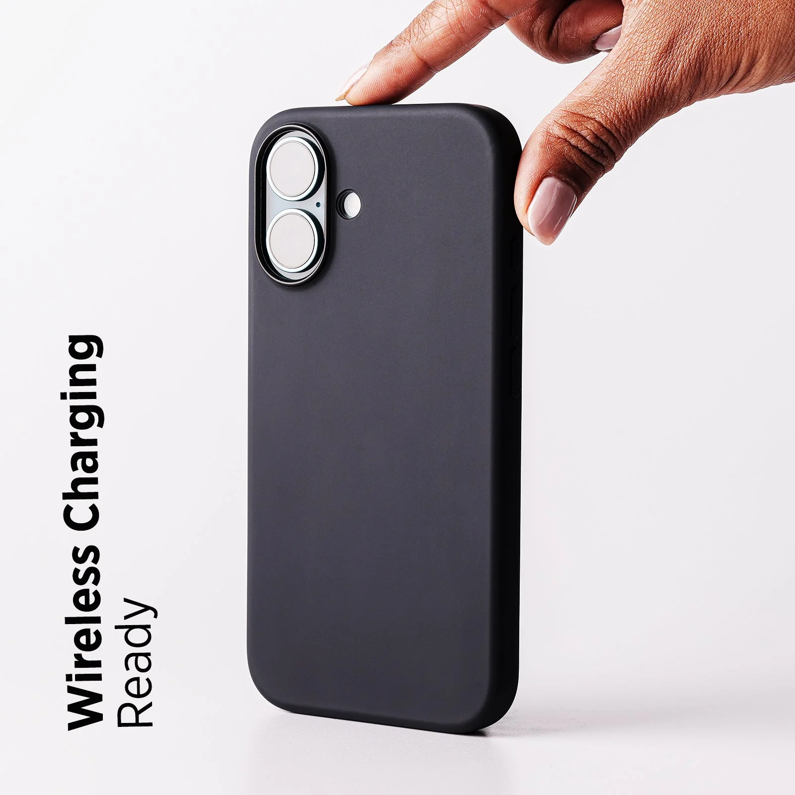 TEKNE Silicone Case for iPhone 16 | Soft-Touch Grip | Shockproof & Wireless Charging Compatible - Black - Image 8