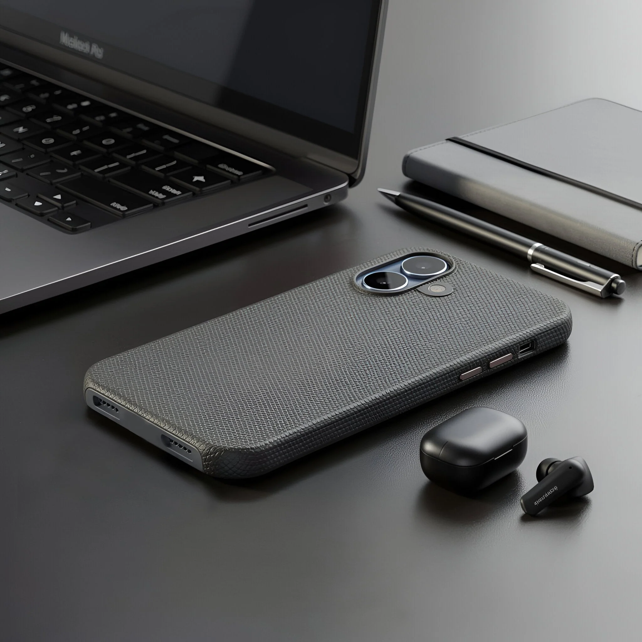 TEKNE Textura Vegan Leather Case  for iPhone 17-Grey - Image 2