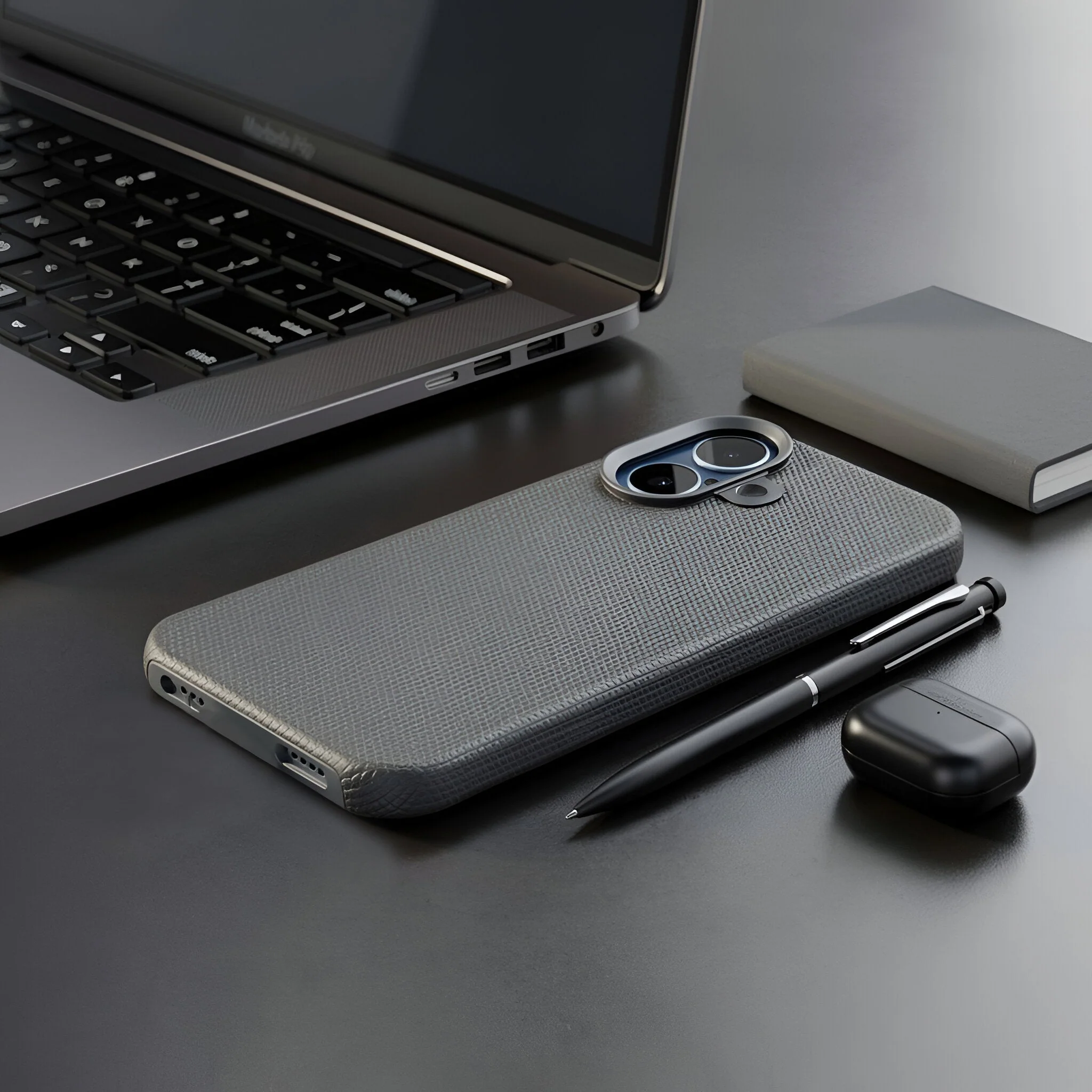 TEKNE Textura Vegan Leather Case  for iPhone 17-Grey - Image 6