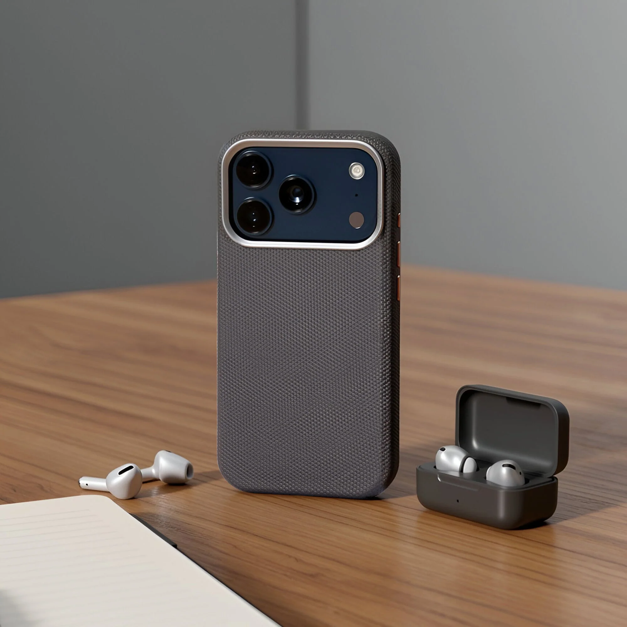 TEKNE Textura Vegan Leather Case for iPhone 17 Pro-Grey - Image 4