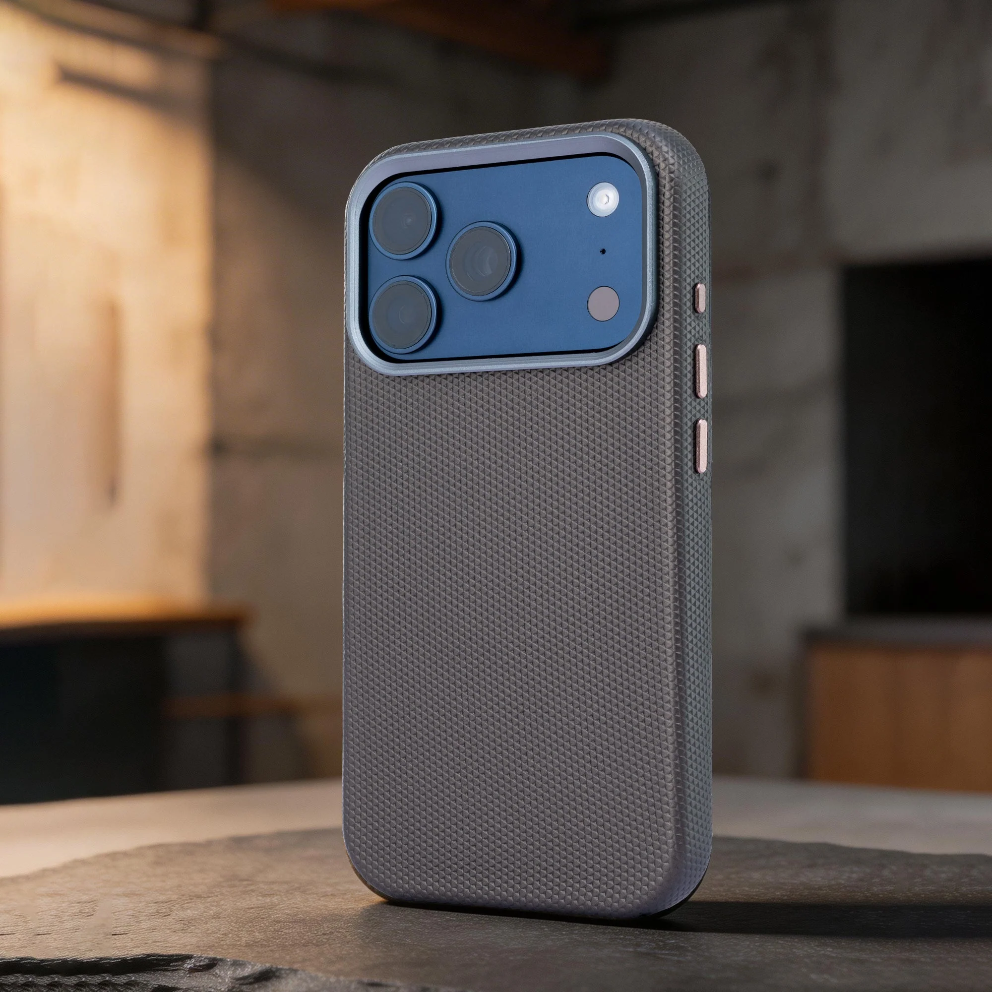 TEKNE Textura Vegan Leather Case for iPhone 17 Pro-Grey - Image 8