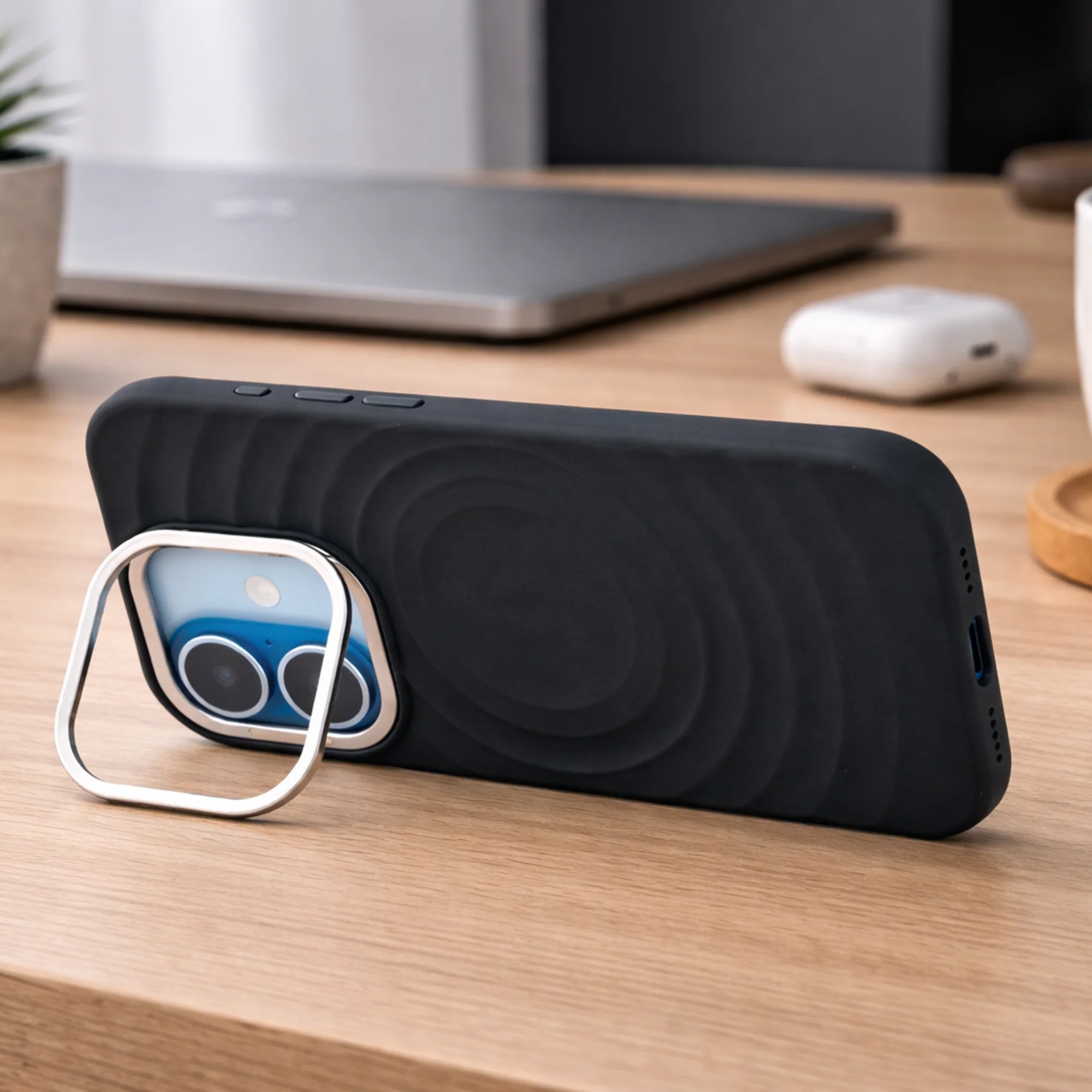 TEKNE WaveStand Silicone Case for iPhone 17- Black - Image 8