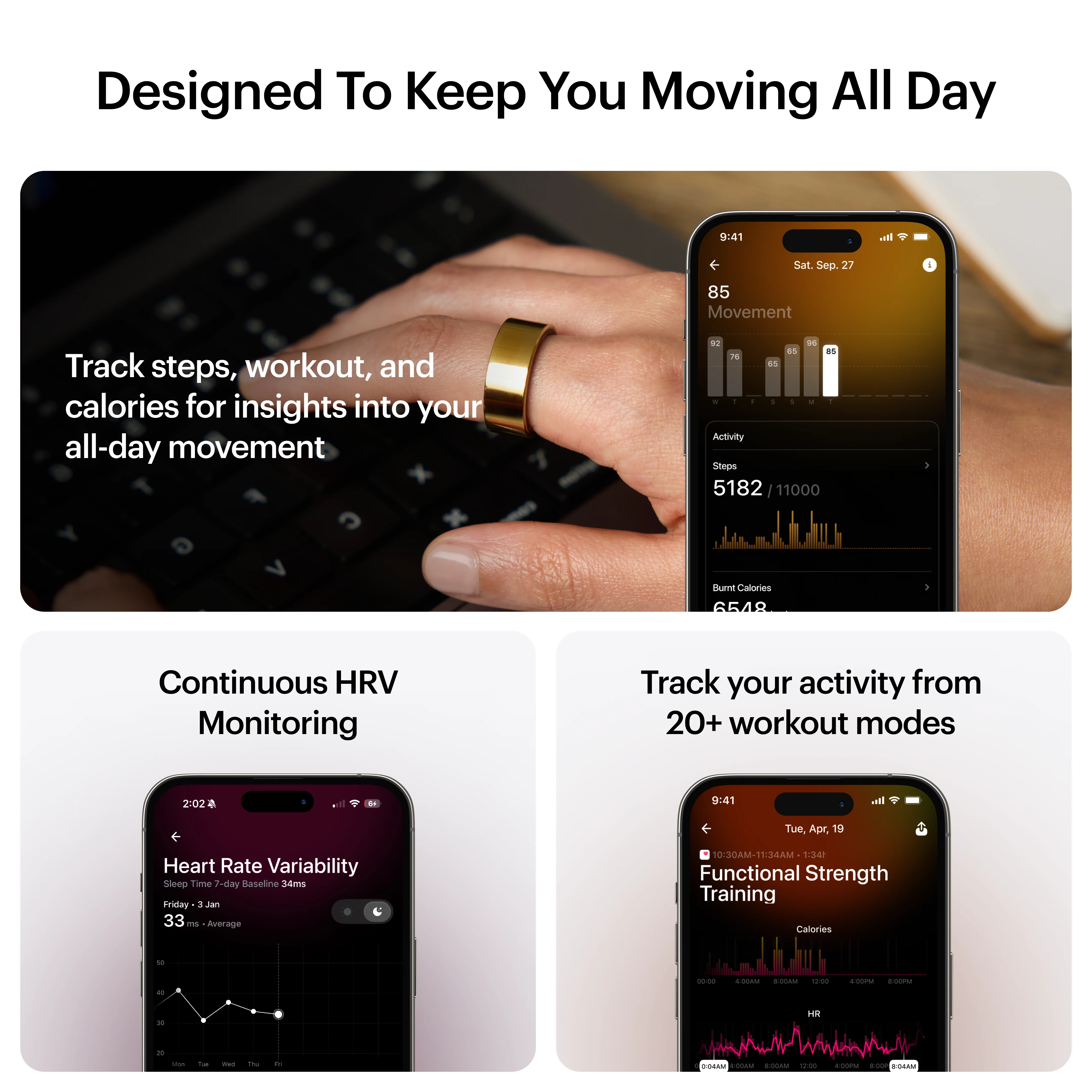 ULTRAHUMAN Ring AIR – Smart Fitness, Sleep & Activity Tracker for Men/Women (Bionic Gold) 7 - Image 6
